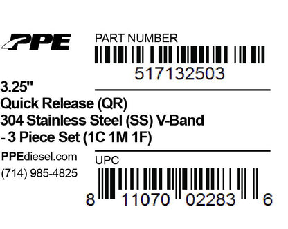 3.25 Inch V Band 3 Pc Set 1C 1M 1F QR PPE Diesel