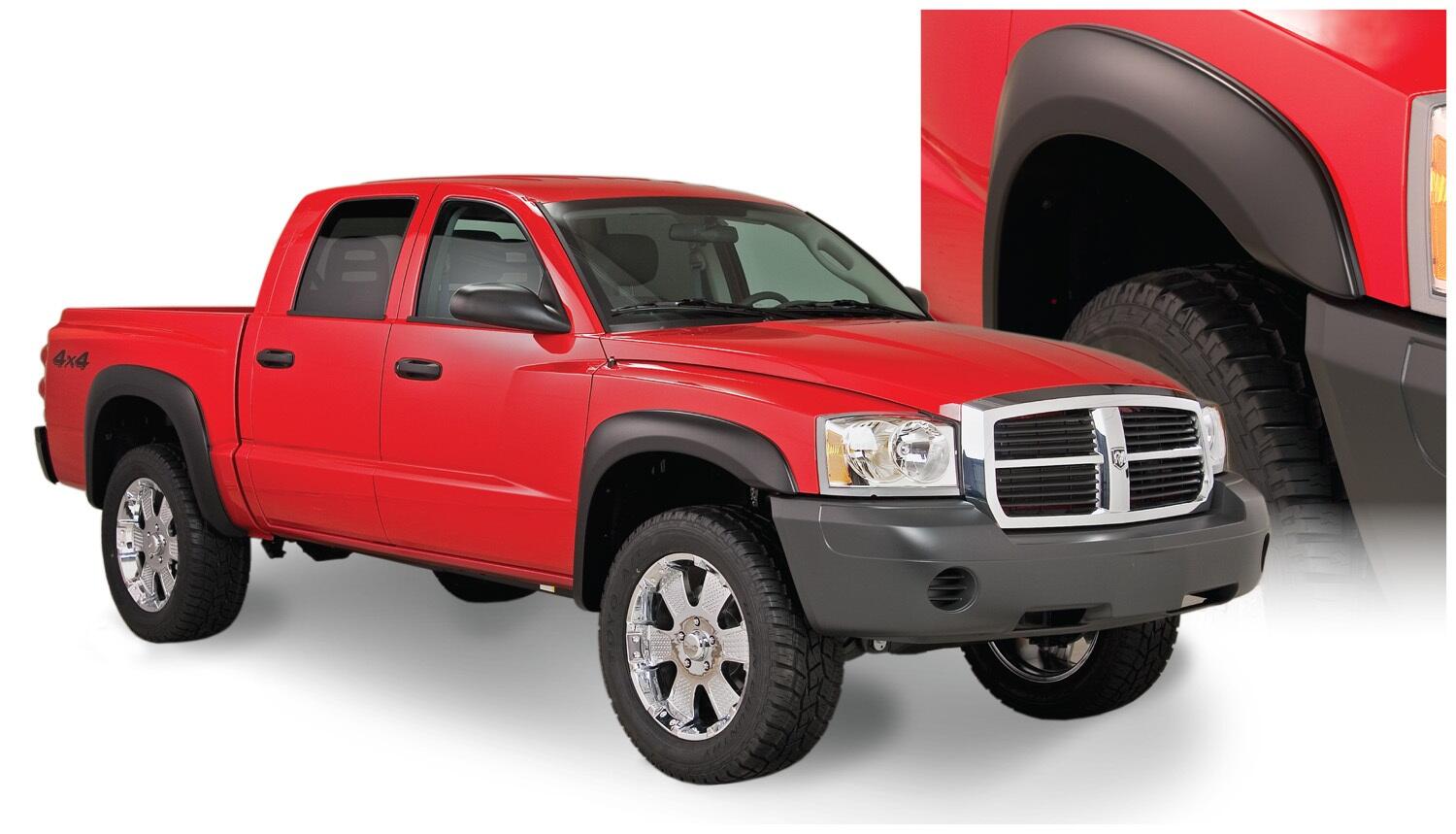 Black Extendafender Style Smooth Finish 4-Piece Fender Flare Set For 1997-2004 Dodge Dakota Bushwacker