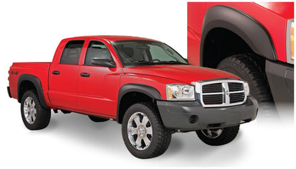 Black Extendafender Style Smooth Finish 4-Piece Fender Flare Set For 2005-2010 Dodge Dakota Bushwacker