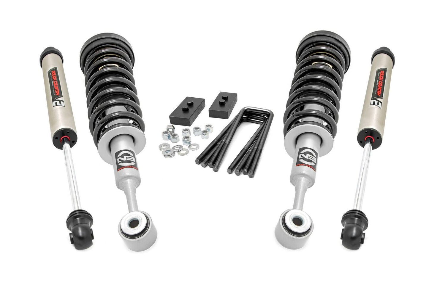 2 Inch Ford Strut Leveling Kit w/V2 Shocks 04-08 F-150 Rough Country