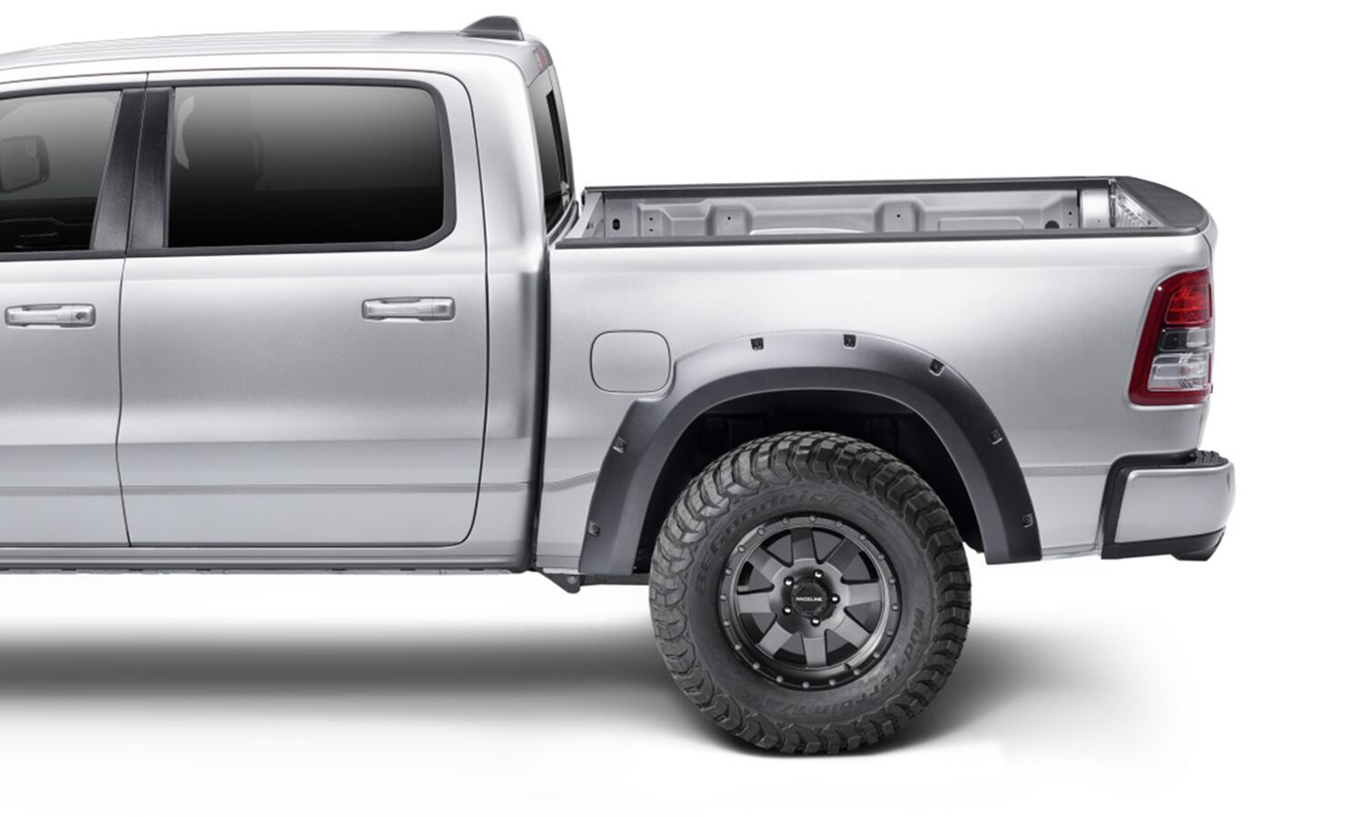 Black Forge Pocket/Rivet Textured Finish 4-Pc Fender Flare Set For 19-22 Ram 1500 Will Not Fit Rebel And Trx Models Bushwacker