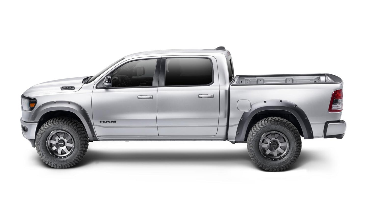 Black Forge Pocket/Rivet Textured Finish 4-Pc Fender Flare Set For 19-22 Ram 1500 Will Not Fit Rebel And Trx Models Bushwacker