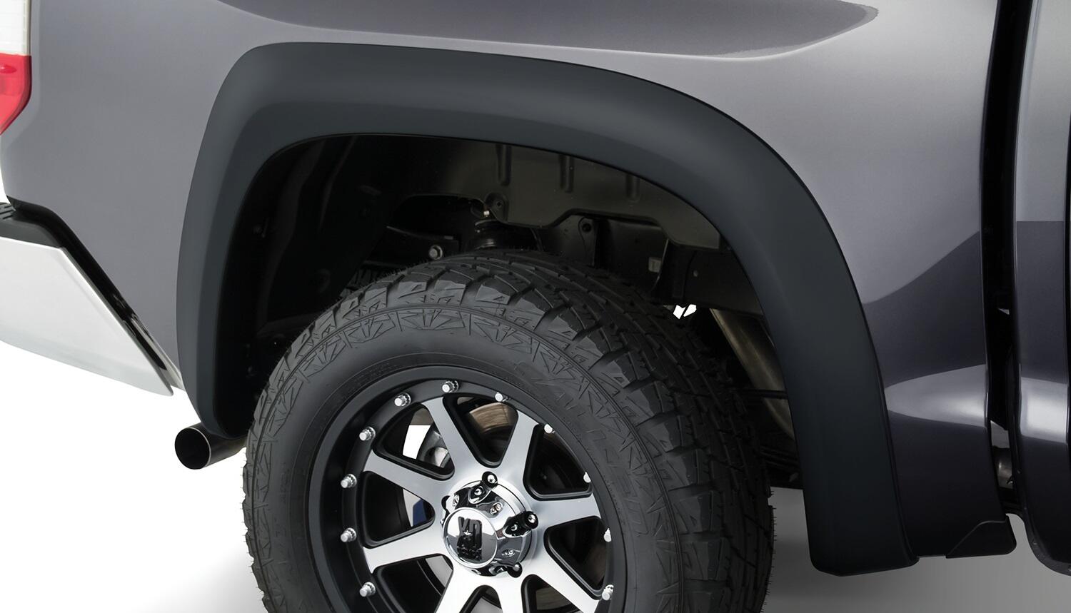 Black Extendafender Style Smooth Finish Rear Fender Flares For 2004-2015 Nissan Titan W/Lock Box Bushwacker