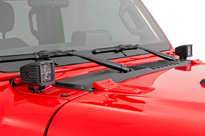Jeep 2 Inch LED Cube Easy-Mount Kit 18-20 Wrangler JL 20-Up Gladiator-Black Series Rough Country