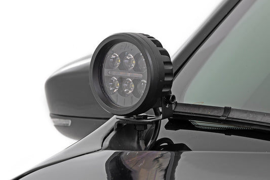 LED Light Kit Ditch Mount 2 Inch Black Pair Flood Jeep KL 14-21 Rough Country