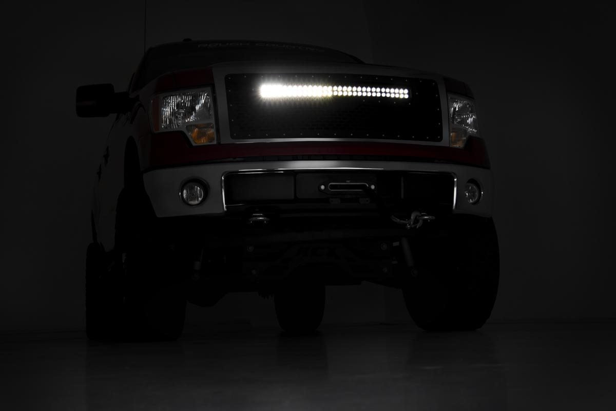 Ford Mesh Grille w/30 Inch Dual Row Black Series LED w/Cool White DRL 09-14 F-150 Rough Country