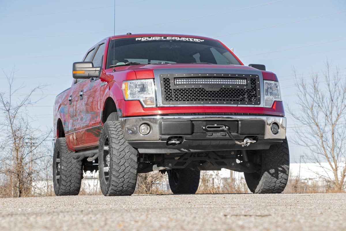 Mesh Grille 30 Inch Dual Row LED Chrome White DRL 09-14 Ford F-150 Rough Country