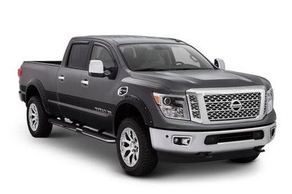 Black Pocket/Rivet Style Smooth Finish 4-Piece Fender Flare Set For 2004-2015 Nissan Titan W/O Lock Box Bushwacker