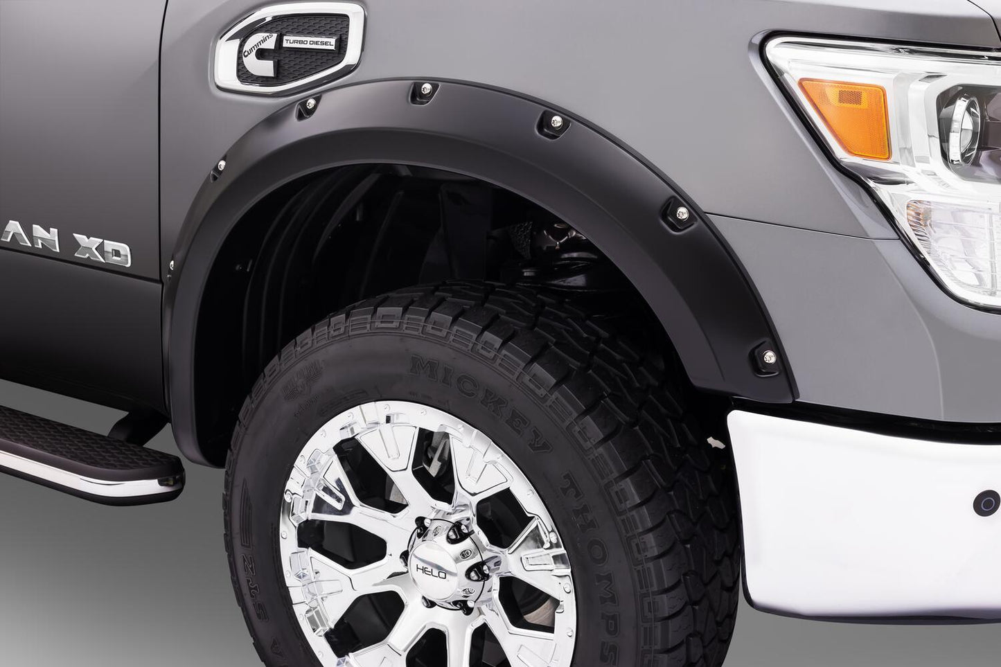 Black Pocket/Rivet Style Smooth Finish 4-Piece Fender Flare Set For 2016-2022 Nissan Titan XD Bushwacker