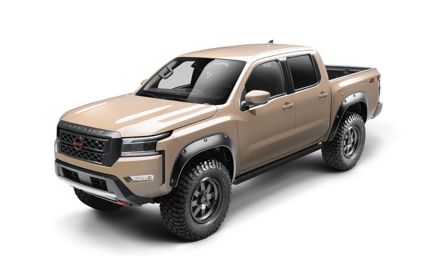 Black Pocket/Rivet Style Smooth Finish 4-Piece Fender Flare Set For 22-26 Nissan Frontier Bushwacker