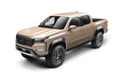 Black Pocket/Rivet Style Smooth Finish 4-Piece Fender Flare Set For 22-26 Nissan Frontier Bushwacker