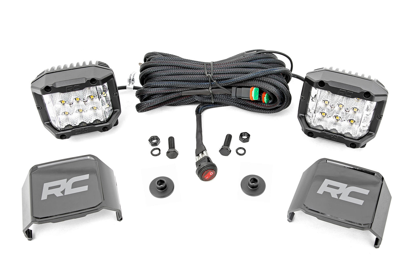 LED Light Ditch Mount 2 Inch Chrome Series Pair Wide 21-UP Ford Bronco Rough Country