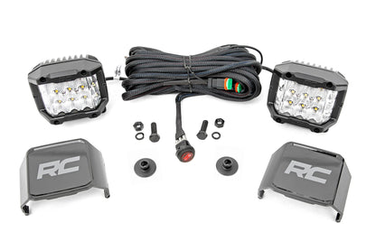 LED Light Ditch Mount 2 Inch Chrome Series Pair Wide 21-UP Ford Bronco Rough Country