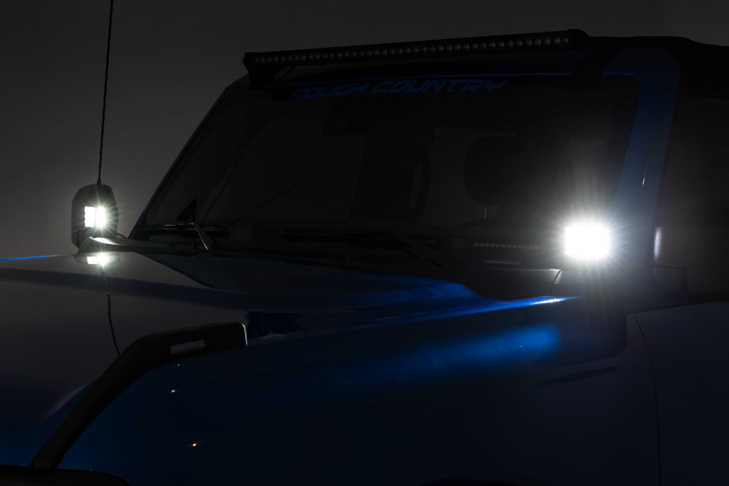 LED Light Ditch Mount 2 Inch Chrome Series Pair Wide 21-UP Ford Bronco Rough Country