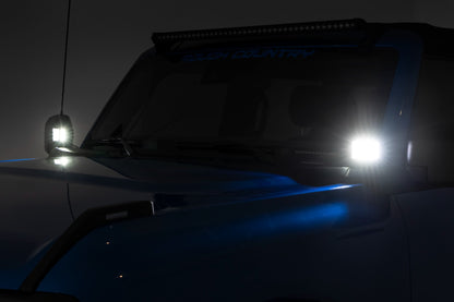 LED Light Ditch Mount 2 Inch Chrome Series Pair Wide 21-UP Ford Bronco Rough Country