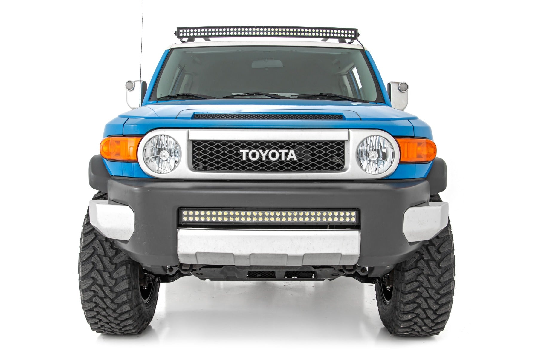 LED Light Windshield Kit 50 Inch Curved Dual Row Chrome Series with White DRL 07-14 FJ Cruiser Rough Country