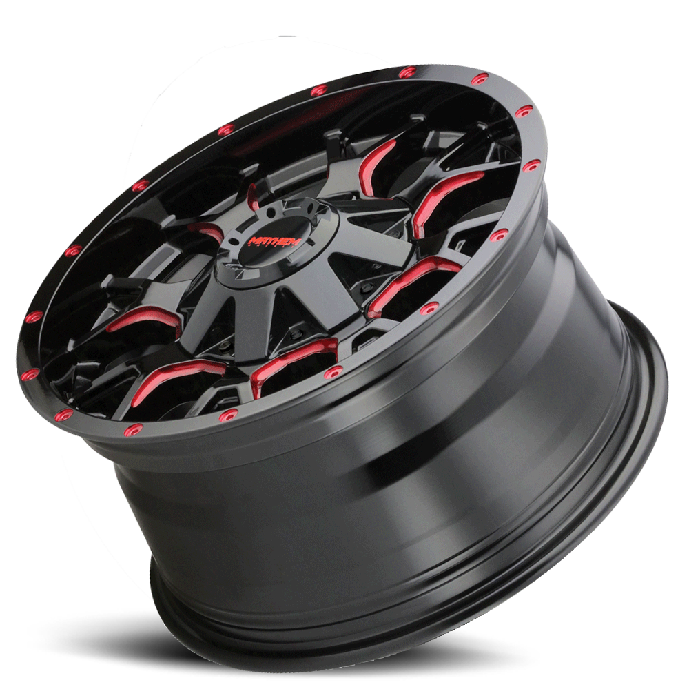Mayhem Offroad Wheels Warrior 8015 RD 18x9 Prism Red Black 18 Off Set 8 Lug 124.1 Bore Cast Aluminum