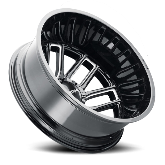 Mayhem Dually Wheels Cogent Dually 8107D 20x8.25 Outer Dually Milled Spokes Gloss Black -192 Off Set 8 Lug -2.93 BSM 154.2 Bore Cast Aluminum