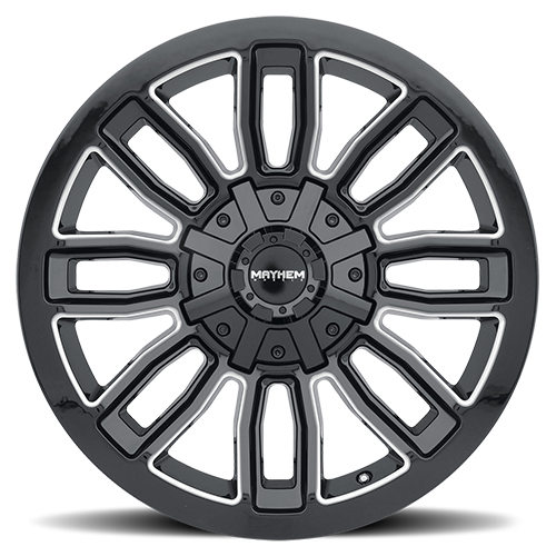 Mayhem Offroad Wheels Decoy 8108 20x10 Milled Spokes Gloss Black -19 Off Set 8 Lug 4.75 BSM 130.8 Bore 165.1 Bolt Circle Cast Aluminum