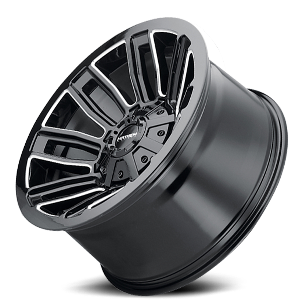 Mayhem Offroad Wheels Decoy 8108 20x10 Milled Spokes Gloss Black -19 Off Set 5 Lug 4.75 BSM 110 Bore Cast Aluminum