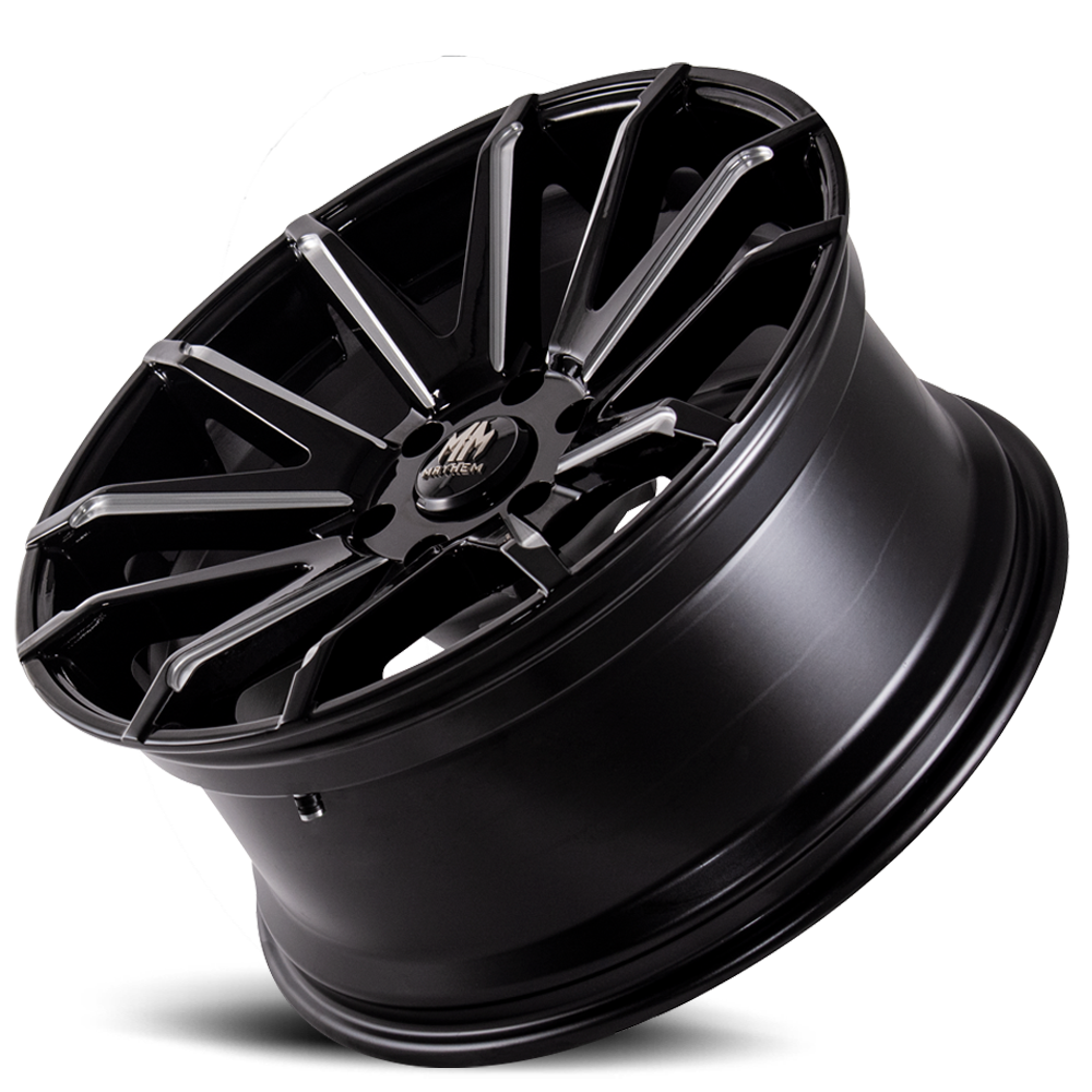 Mayhem Luxury Wheels Crossfire 8109 20x9.5 Milled Spokes Gloss Black 25 Off Set 6 Lug 6.23 BSM 87.1 Bore Cast Aluminum