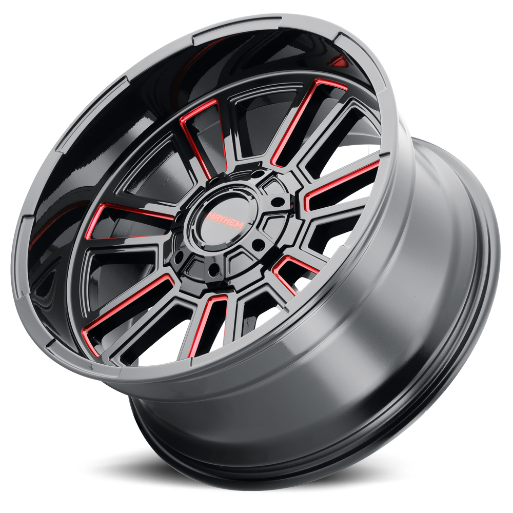 Mayhem Offroad Wheels Apollo 8115 RD 20x10 Prism Red Milled Gloss Black -19 Off Set 8 Lug 125.2 Bore 165.1 Bolt Circle Cast Aluminum