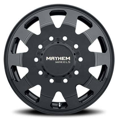 Mayhem Dually Wheels Challenger 8181 FB 22x8.25 Front Dually Full Black 169 Off Set 10 Lug 11.28 BSM 220.1 Bore Cast Aluminum