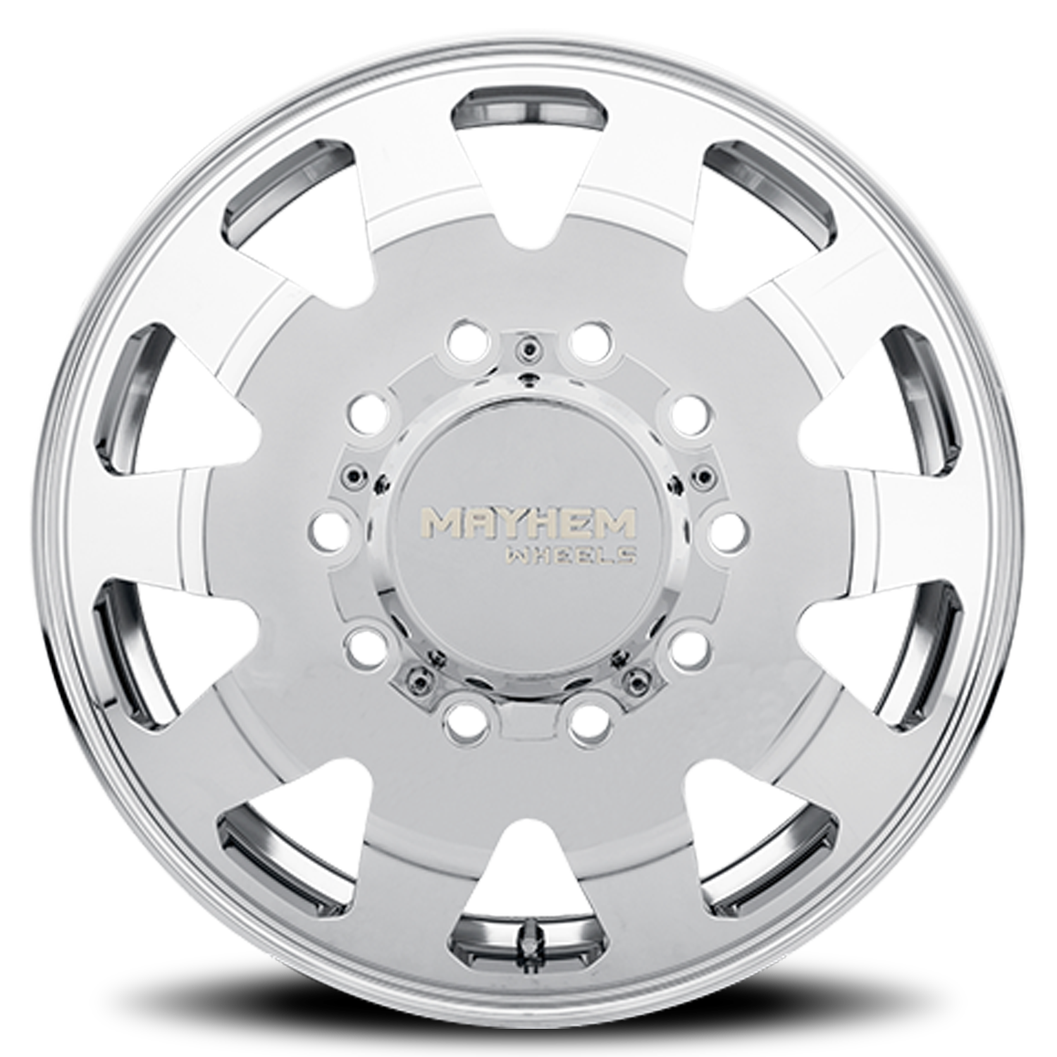 Mayhem Dually Wheels Challenger 8181 PO 22x8.25 Front Dually Polished 169 Off Set 10 Lug 11.28 BSM 170.1 Bore Cast Aluminum