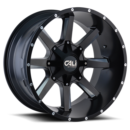 Cast Aluminum Wheels Busted 9100 SB 22x12 Milled Spokes Satin Black 6 On 135/6 On139.7 Bolt Pattern -47 Offset Cali Offroad Wheels