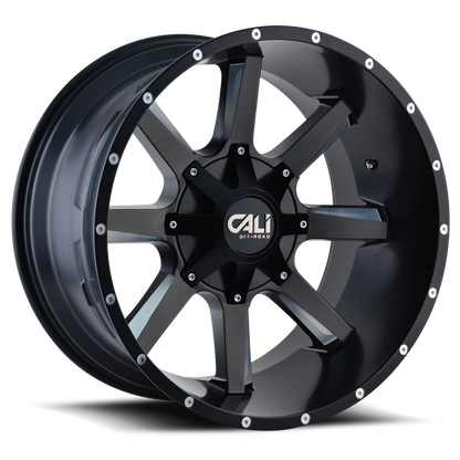 Cast Aluminum Wheels Busted 9100 SB 20x9 Milled Spokes Satin Black 8 On 180 Bolt Pattern 0 Offset Cali Offroad Wheels