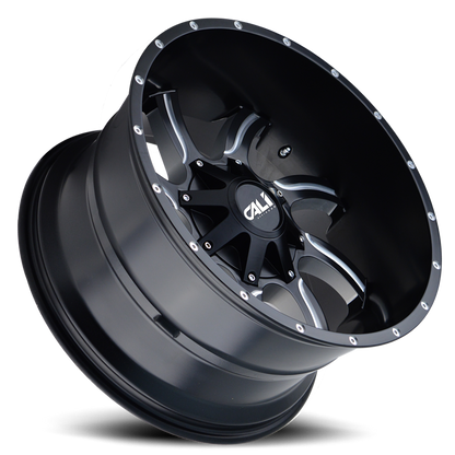 Cast Aluminum Wheels Twisted 9102 SB 22x12 Milled Spokes Satin Black 5 On 127/5 On139.7 Bolt Pattern -44 Offset Cali Offroad Wheels