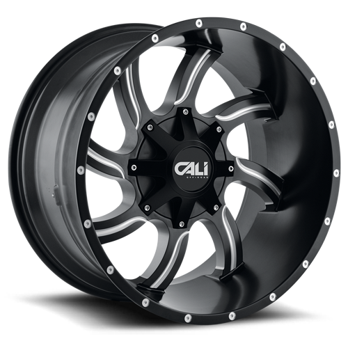 Cast Aluminum Wheels Twisted 9102 SB 20x12 Milled Spokes Satin Black 8 On 165.1/8 On170 Bolt Pattern -44 Offset Cali Offroad Wheels
