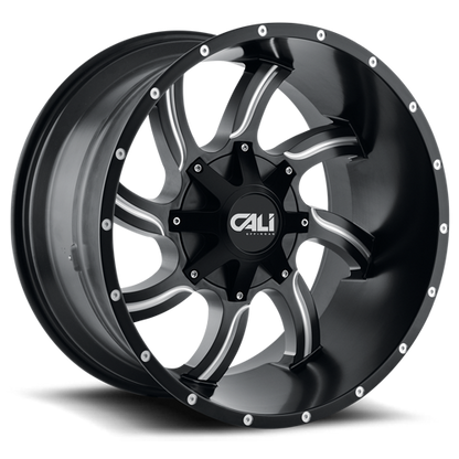 Cast Aluminum Wheels Twisted 9102 SB 20x14 Milled Spokes Satin Black 6 On 135/6 On139.7 Bolt Pattern -76 Offset Cali Offroad Wheels
