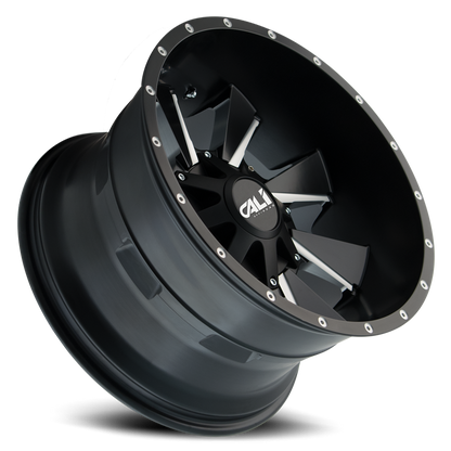 Cast Aluminum Wheels Distorted 9106 SB 20x10 Milled Spokes Satin Black 5 On 127/5 On139.7 Bolt Pattern -19 Offset Cali Offroad Wheels