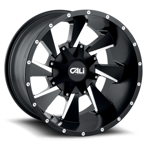 Cast Aluminum Wheels Distorted 9106 SB 20x12 Milled Spokes Satin Black 6 On 135/6 On139.7 Bolt Pattern -44 Offset Cali Offroad Wheels