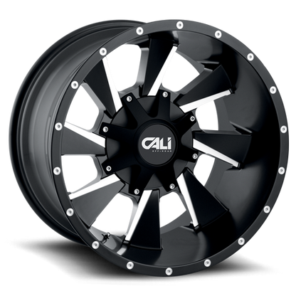 Cast Aluminum Wheels Distorted 9106 SB 20x9 Milled Spokes Satin Black 6 On 135/6 On139.7 Bolt Pattern 18 Offset Cali Offroad Wheels