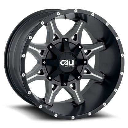 Cast Aluminum Wheels Obnoxious 9107 SB 20x9 Milled Spokes Satin Black 8 On 165.1/8 On170 Bolt Pattern 0 Offset Cali Offroad Wheels