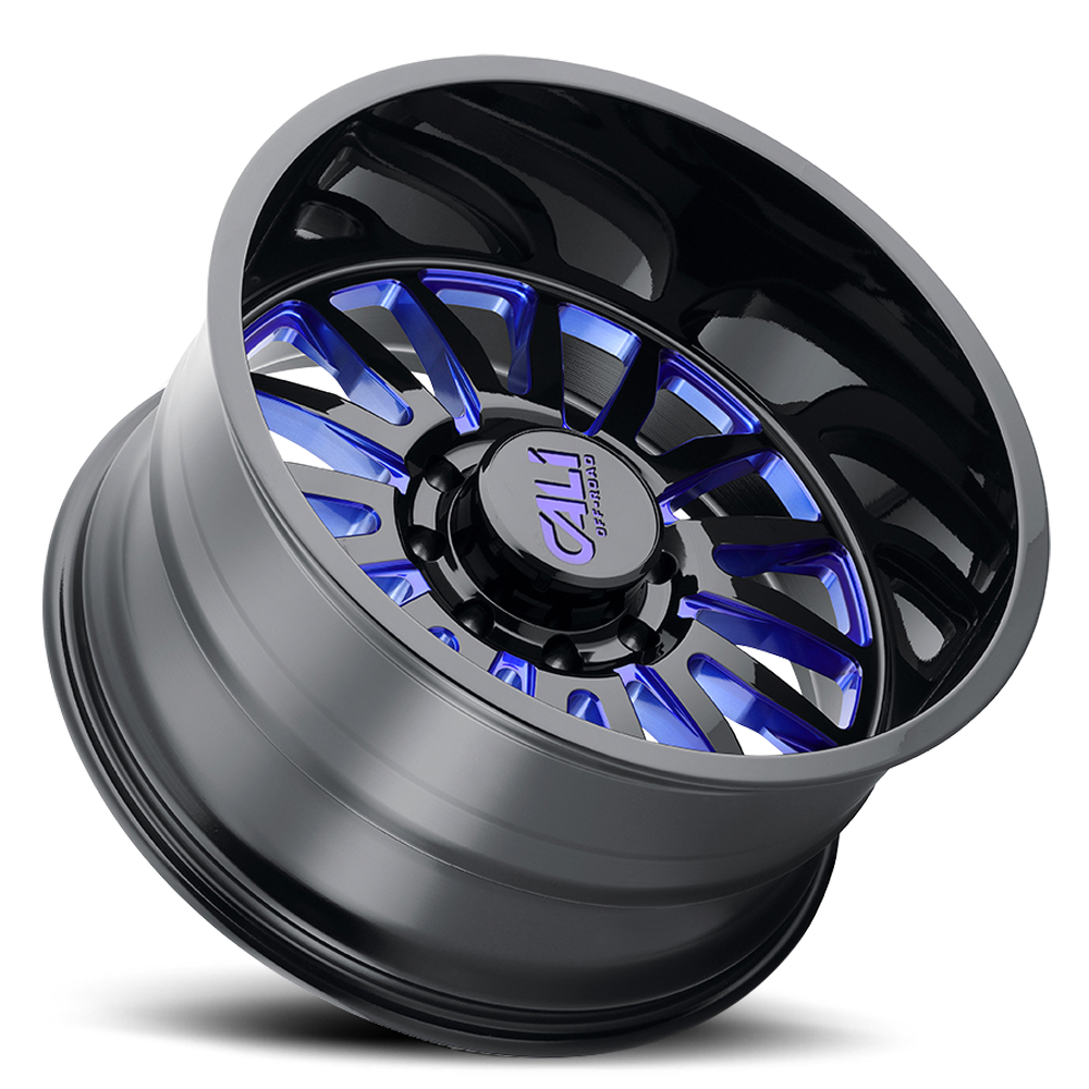 Cast Aluminum Wheels Summit 9110 GB-BL 20x10 Blue Milled Spokes Gloss Black 5 On 127 Bolt Pattern -25 Offset Cali Offroad Wheels