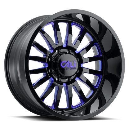 Cast Aluminum Wheels Summit 9110 GB-BL 22x12 Blue Milled Spokes Gloss Black 6 On 139.7 Bolt Pattern -51 Offset Cali Offroad Wheels