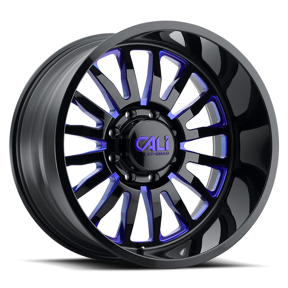 Cast Aluminum Wheels Summit 9110 GB-BL 20x12 Blue Milled Spokes Gloss Black 6 On 135 Bolt Pattern -51 Offset Cali Offroad Wheels