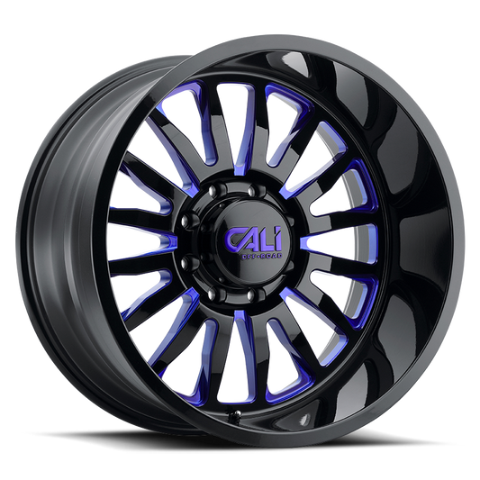 Cast Aluminum Wheels Summit 9110 GB-BL 20x12 Blue Milled Spokes Gloss Black 8 On 170 Bolt Pattern -51 Offset Cali Offroad Wheels