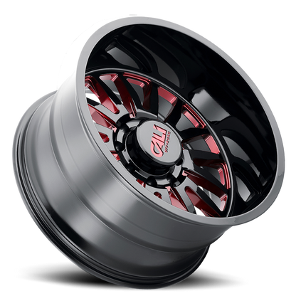 Cast Aluminum Wheels Summit 9110 GB-RD 24x14 Red Milled Spokes Gloss Black 8 On 180 Bolt Pattern -76 Offset Cali Offroad Wheels
