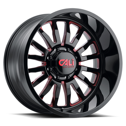 Cast Aluminum Wheels Summit 9110 GB-RD 24x14 Red Milled Spokes Gloss Black 6 On 139.7 Bolt Pattern -76 Offset Cali Offroad Wheels