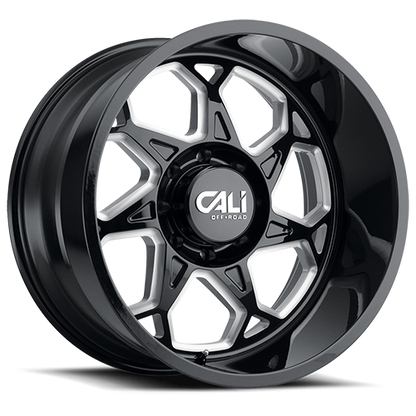 Cast Aluminum Wheels Sevenfold 9111 GB 20x10 Milled Spokes Gloss Black 6 On 135 Bolt Pattern -25 Offset Cali Offroad Wheels