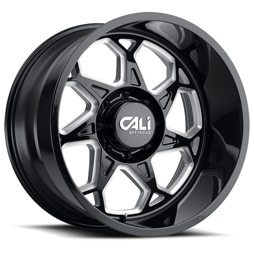 Cast Aluminum Wheels Sevenfold 9111 GB 22x12 Milled Spokes Gloss Black 6 On 139.7 Bolt Pattern -51 Offset Cali Offroad Wheels