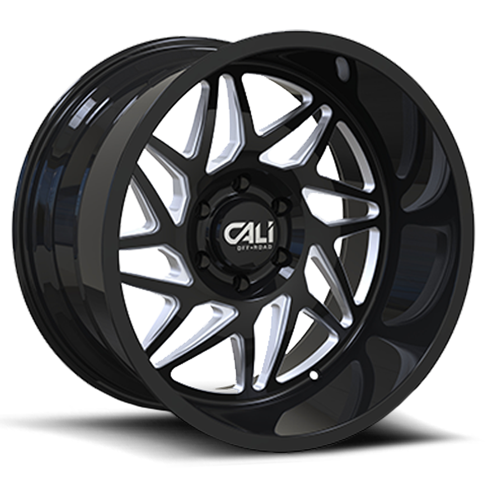 Cast Aluminum Wheels Gemini 9112 GB 22x12 Milled Spokes Gloss Black 6 On 135 Bolt Pattern -51 Offset Cali Offroad Wheels