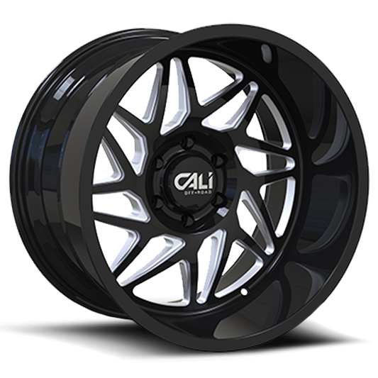 Cast Aluminum Wheels Gemini 9112 GB 24x14 Milled Spokes Gloss Black 8 On 165.1 Bolt Pattern -76 Offset Cali Offroad Wheels