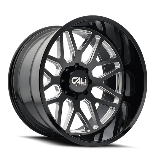 Cast Aluminum Wheels Invader 9115 GB-M 20x10 Milled Gloss Black 8 On 165.1 Bolt Pattern -25 Offset Cali Offroad Wheels