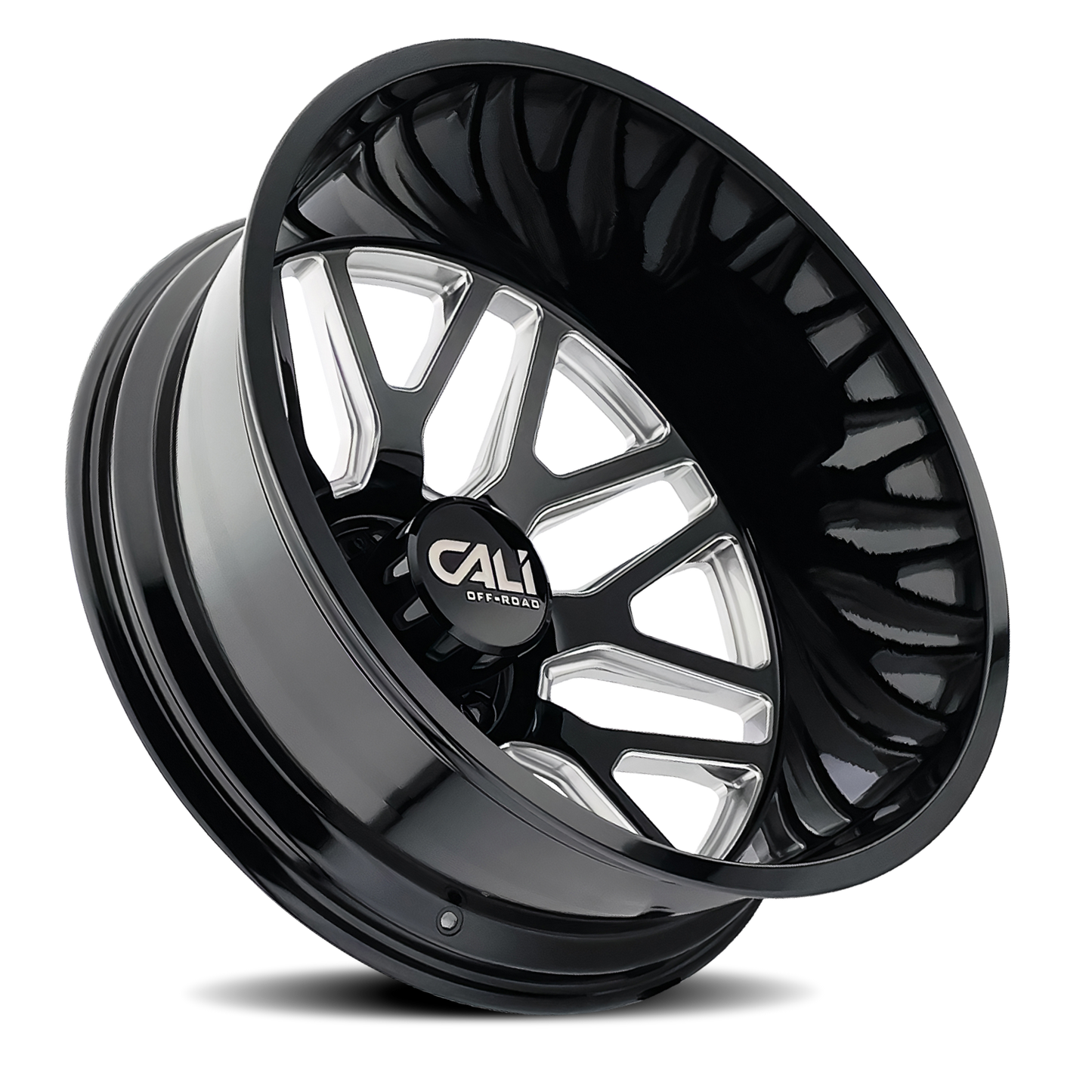 Dually Wheels Invader Dually 9115D GB-M 22x8.25 Milled Spokes Gloss Black 8 On 210 Bolt Pattern -192 Offset Cali Offroad Wheels