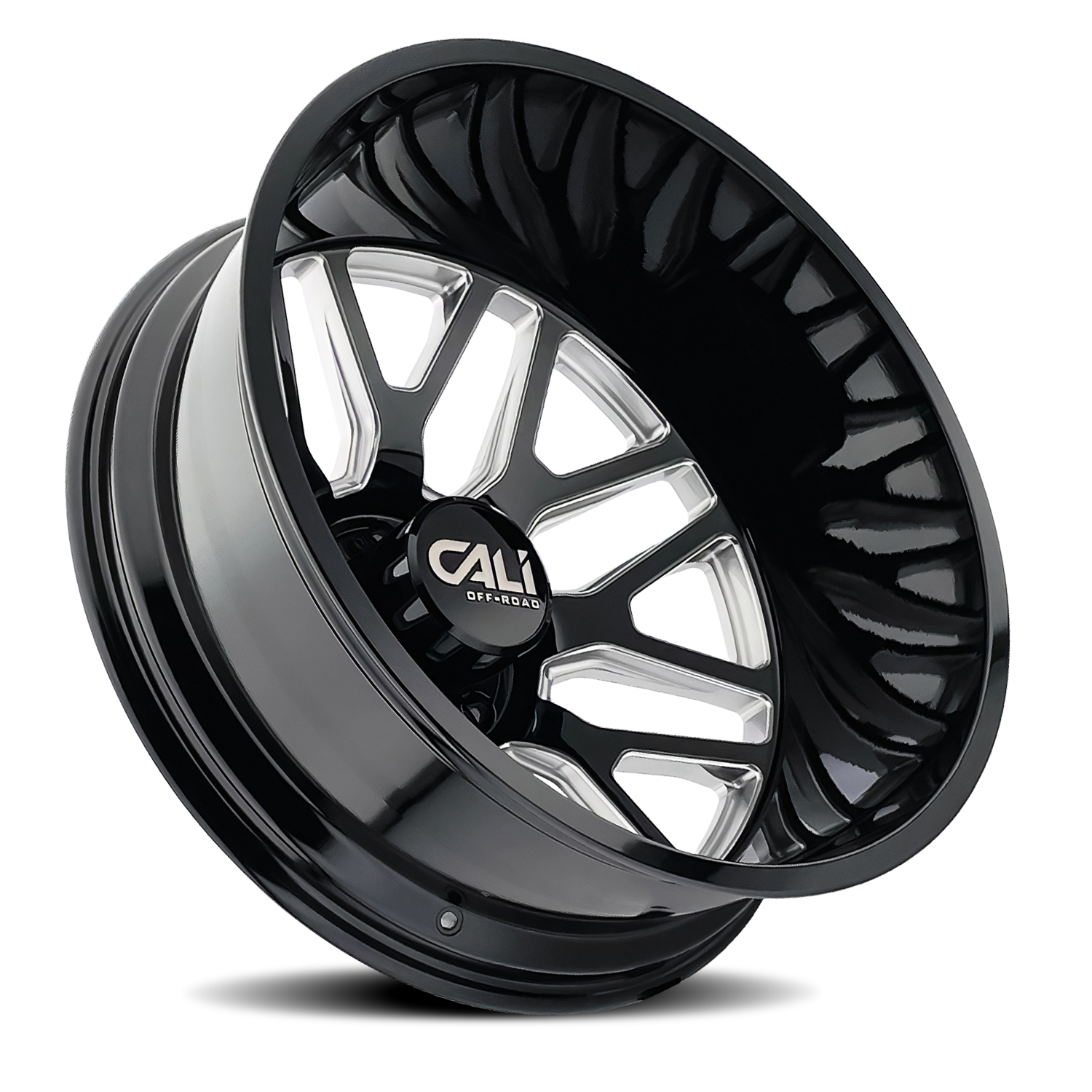 Dually Wheels Invader Dually 9115D GB-M 22x8.25 Milled Spokes Gloss Black 8 On 210 Bolt Pattern -192 Offset Cali Offroad Wheels